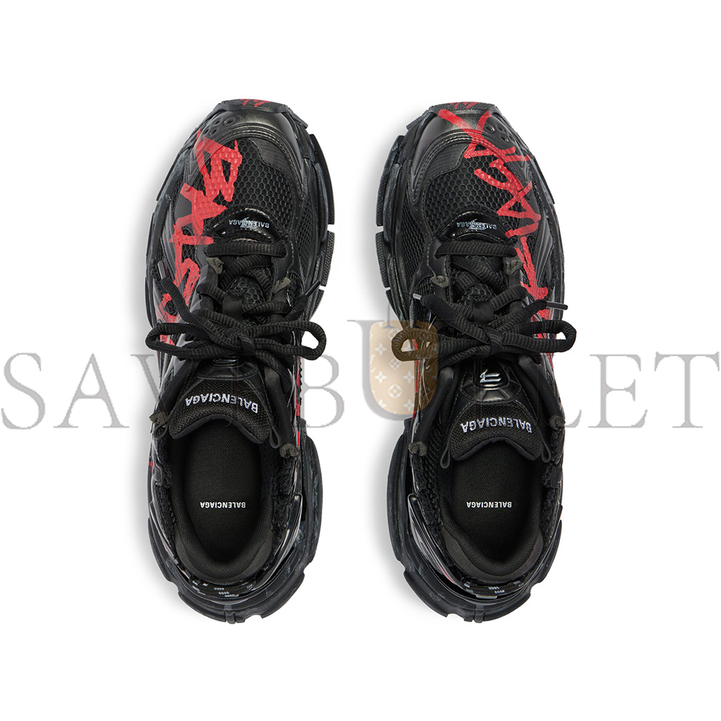 BALENCIAGA MEN'S RUNNER GRAFFITI SNEAKER IN BLACK